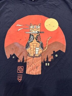 Gildan Black Short Sleeve Tee with ninja cat!!